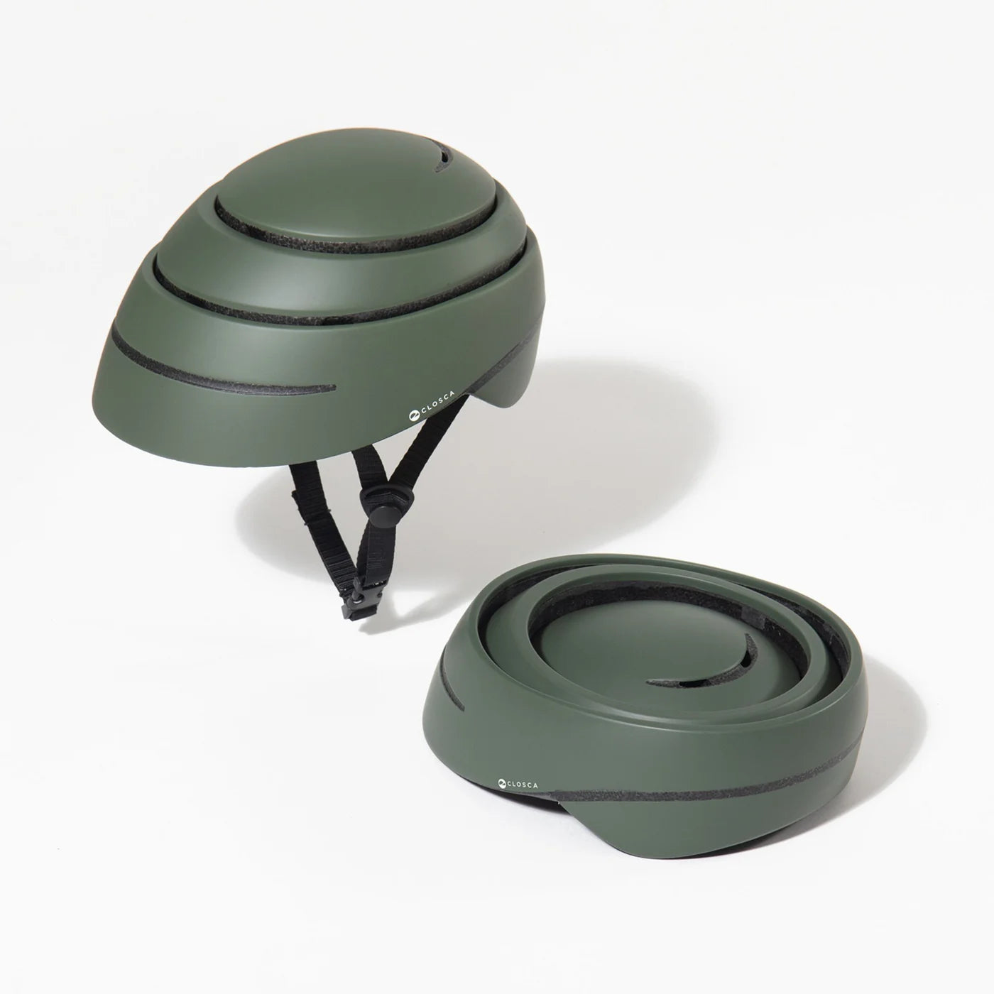 Casque Closca Loop vert au design distinctif, pensé pour les trajets quotidiens en ville.