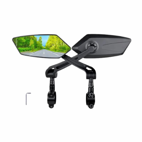 Paire de rétroviseurs pour vélo conçus pour se fixer sur le guidon, offrant une visibilité arrière claire et stable lors des déplacements.