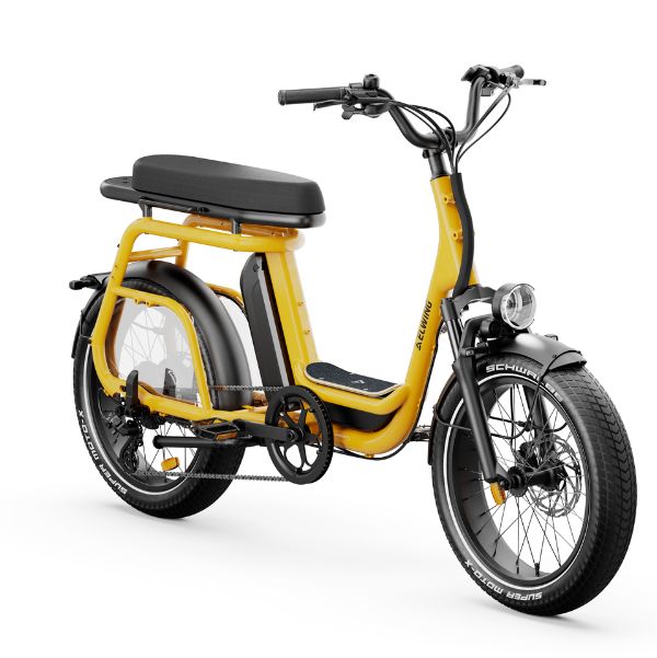 Ritmic Duo jaune vélo cargo biplace compact pour déplacements urbains quotidiens à Lille Chez WAP.