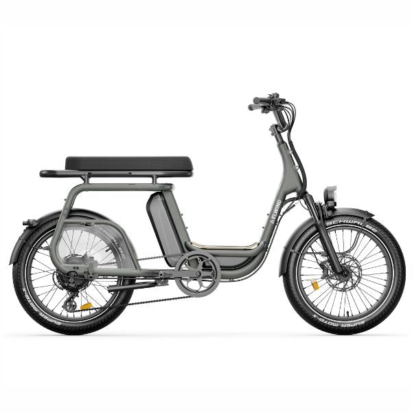 Vélo cargo électrique compact Ritmic Duo avec plateau arrière pour transport de charges à Lille.
