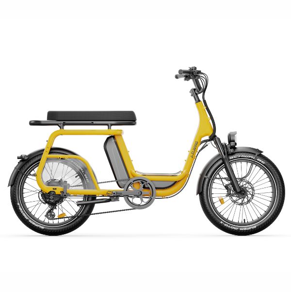 Vélo électrique cargo Ritmic Duo jaune design urbain moderne pour mobilité en ville à Lille Chez WAP